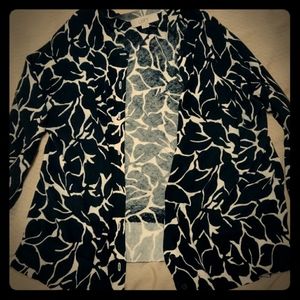 B&w floral print cardigan